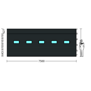 Porte Sectionnelle Industrielle L 7.5 m x H 3.0 m en panneaux sandwich 40 mm isolé avec Hublots