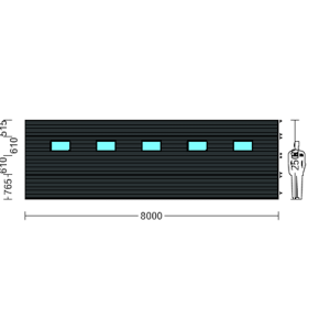 Porte Sectionnelle Industrielle L 8.0 m x H 2.5 m en panneaux sandwich 40 mm isolé avec Hublots
