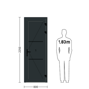 Porte de service industrielle L 0.80 m x H 2.25 m en encadrement aluminium et remplissage panneaux acier 40 mm