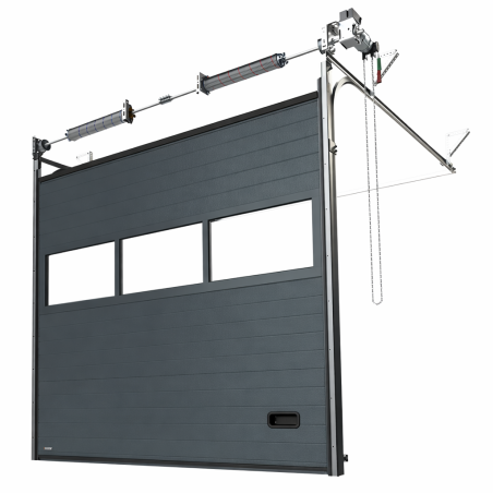 Porte Sectionnelle Industrielle L 2.5 m x H 3.5 m en panneaux sandwich 40 mm isolé avec Rangée vitrée