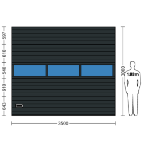Porte Sectionnelle Industrielle L 3.5 m x H 3.0 m en panneaux sandwich 40 mm isolé avec Rangée vitrée