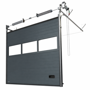 Porte Sectionnelle Industrielle L 3.5 m x H 4.5 m en panneaux sandwich 40 mm isolé avec Rangée vitrée