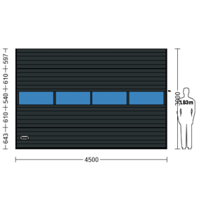 Porte Sectionnelle Industrielle L 4.5 m x H 3.0 m en panneaux sandwich 40 mm isolé avec Rangée vitrée