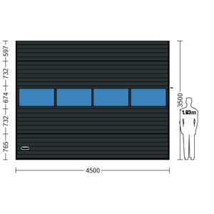 Porte Sectionnelle Industrielle L 4.5 m x H 3.5 m en panneaux sandwich 40 mm isolé avec Rangée vitrée