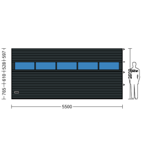 Porte Sectionnelle Industrielle L 5.5 m x H 2.5 m en panneaux sandwich 40 mm isolé avec Rangée vitrée