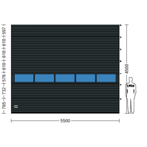 Porte Sectionnelle Industrielle L 5.5 m x H 4.5 m en panneaux sandwich 40 mm isolé avec Rangée vitrée
