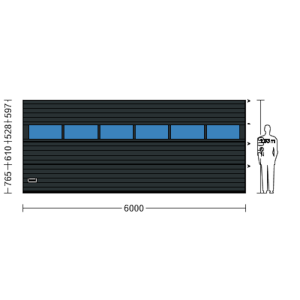 Porte Sectionnelle Industrielle L 6.0 m x H 2.5 m en panneaux sandwich 40 mm isolé avec Rangée vitrée
