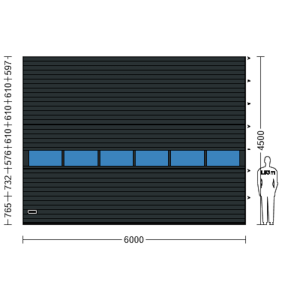 Porte Sectionnelle Industrielle L 6.0 m x H 4.5 m en panneaux sandwich 40 mm isolé avec Rangée vitrée