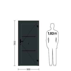 Porte de service industrielle L 0.90 m x H 1.95 m en encadrement aluminium et remplissage panneaux acier 40 mm