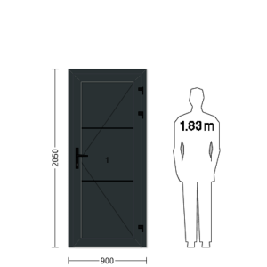 Porte de service industrielle L 0.90 m x H 2.05 m en encadrement aluminium et remplissage panneaux acier 40 mm