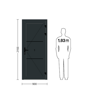 Porte de service industrielle L 0.90 m x H 2.15 m en encadrement aluminium et remplissage panneaux acier 40 mm
