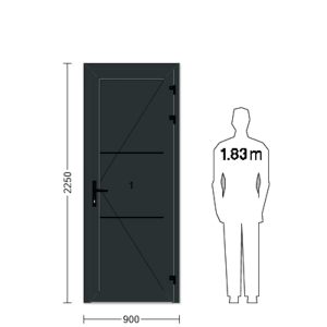Porte de service industrielle L 0.90 m x H 2.25 m en encadrement aluminium et remplissage panneaux acier 40 mm