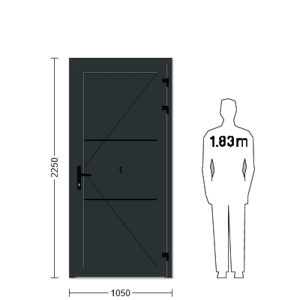 Porte de service industrielle L 1.05 m x H 2.25 m en encadrement aluminium et remplissage panneaux acier 40 mm