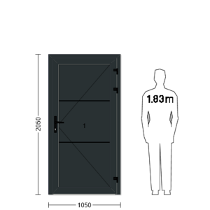 Porte de service industrielle L 1.05 m x H 2.05 m en encadrement aluminium et remplissage panneaux acier 40 mm