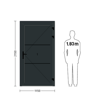 Porte de service industrielle L 1.15 m x H 2.15 m en encadrement aluminium et remplissage panneaux acier 40 mm