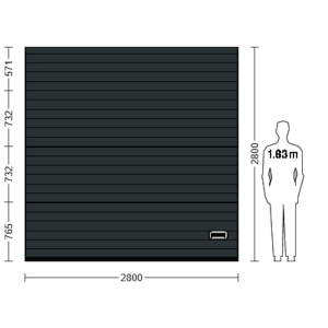 Porte Sectionnelle Industrielle 2,8 m x 2,8 m en panneaux sandwich 40 mm isolé Acier de Type S Stucco.