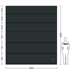 Porte Sectionnelle Industrielle L 3.5 m x H 4.0 m en panneaux sandwich 40 mm isolé Acier de Type Micro-Vague Lisse.