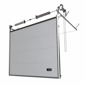 Porte Sectionnelle Industrielle L 4.5 m x H 4.0 m en panneaux sandwich 40 mm isolé Acier de Type Micro-Vague Lisse.
