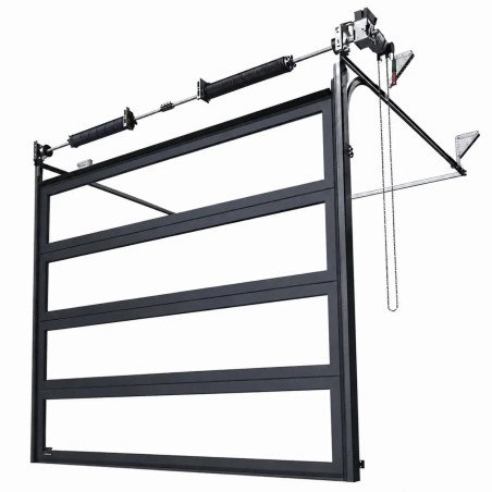 Porte sectionnelle industrielle vitrée L 3.0 m x H 3.0 m en panneaux aluminium 40 mm et double vitrage plexiglass Full Vision
