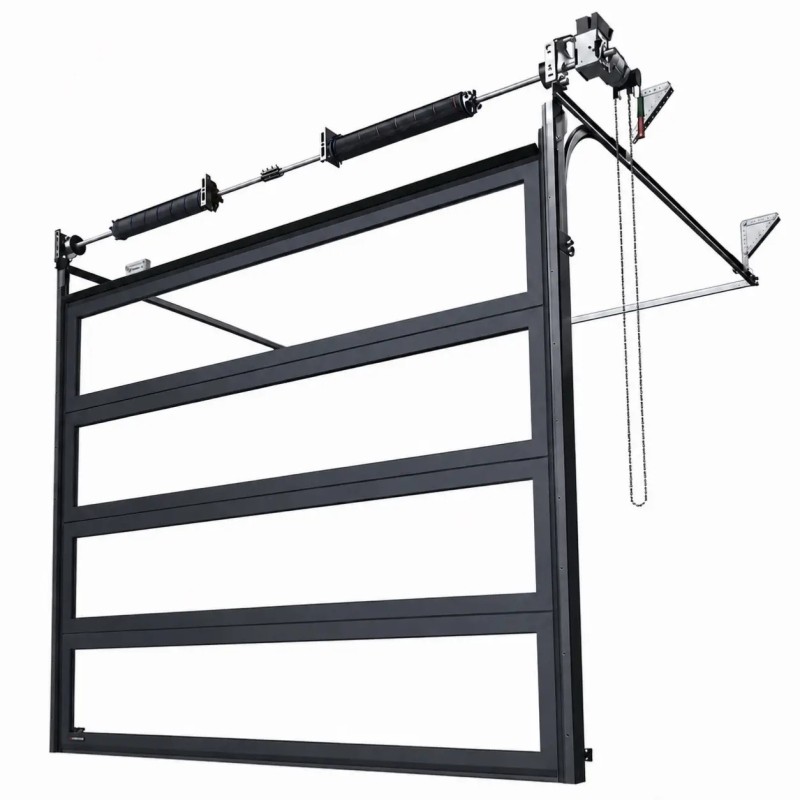 Porte sectionnelle industrielle vitrée L 3.0 m x H 4.0 m en panneaux aluminium 40 mm et double vitrage plexiglass Full Vision