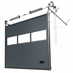 Porte Sectionnelle Industrielle L 2.0 m x H 2.0 m en panneaux sandwich 40 mm isolé avec Rangée vitrée