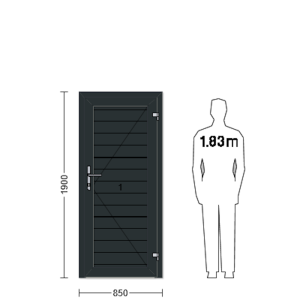 Porte de service industrielle L 0.85 m x H 1.90 m en encadrement aluminium avec remplissage panneaux S Stucco acier 40 mm