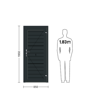 Porte de service industrielle L 0.85 m x H 1.95 m en encadrement aluminium avec remplissage panneaux S Stucco acier 40 mm