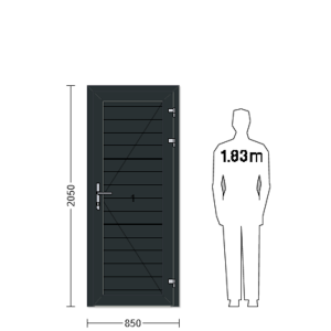 Porte de service industrielle L 0.85 m x H 2.05 m en encadrement aluminium avec remplissage panneaux S Stucco acier 40 mm