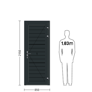 Porte de service industrielle L 0.85 m x H 2.15 m en encadrement aluminium avec remplissage panneaux S Stucco acier 40 mm