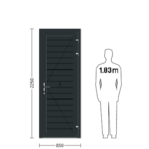 Porte de service industrielle L 0.85 m x H 2.25 m en encadrement aluminium avec remplissage panneaux S Stucco acier 40 mm