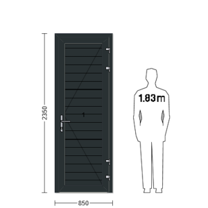 Porte de service industrielle L 0.85 m x H 2.35 m en encadrement aluminium avec remplissage panneaux S Stucco acier 40 mm