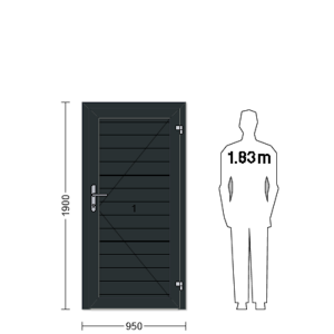 Porte de service industrielle L 0.95 m x H 1.90 m en encadrement aluminium avec remplissage panneaux S Stucco acier 40 mm