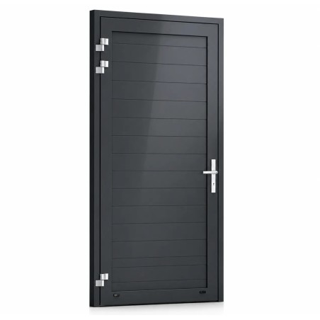 Porte de service industrielle L 0.95 m x H 1.95 m en encadrement aluminium avec remplissage panneaux S Stucco acier 40 mm