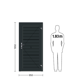Porte de service industrielle L 0.95 m x H 1.95 m en encadrement aluminium avec remplissage panneaux S Stucco acier 40 mm