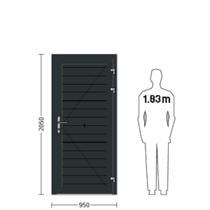 Porte de service industrielle L 0.95 m x H 2.05 m en encadrement aluminium avec remplissage panneaux S Stucco acier 40 mm
