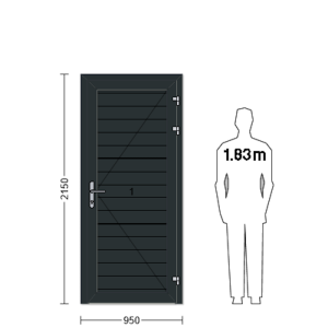 Porte de service industrielle L 0.95 m x H 2.15 m en encadrement aluminium avec remplissage panneaux S Stucco acier 40 mm