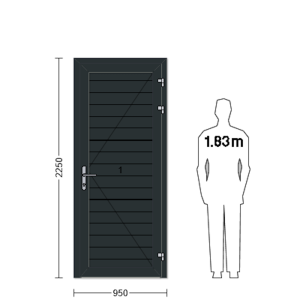 Porte de service industrielle L 0.95 m x H 2.25 m en encadrement aluminium avec remplissage panneaux S Stucco acier 40 mm