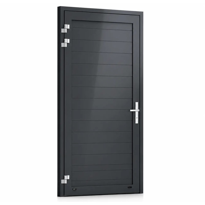 Porte de service industrielle L 0.95 m x H 2.35 m en encadrement aluminium avec remplissage panneaux S Stucco acier 40 mm