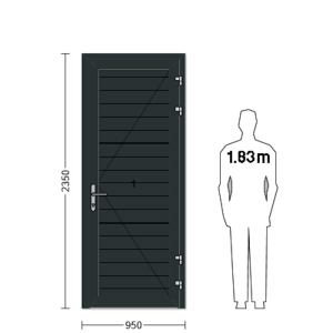 Porte de service industrielle L 0.95 m x H 2.35 m en encadrement aluminium avec remplissage panneaux S Stucco acier 40 mm