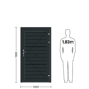 Porte de service industrielle L 1.05 m x H 1.90 m en encadrement aluminium avec remplissage panneaux S Stucco acier 40 mm