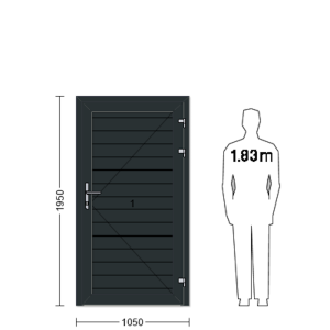 Porte de service industrielle L 1.05 m x H 1.95 m en encadrement aluminium avec remplissage panneaux S Stucco acier 40 mm