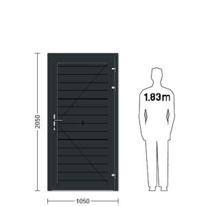 Porte de service industrielle L 1.05 m x H 2.05 m en encadrement aluminium avec remplissage panneaux S Stucco acier 40 mm