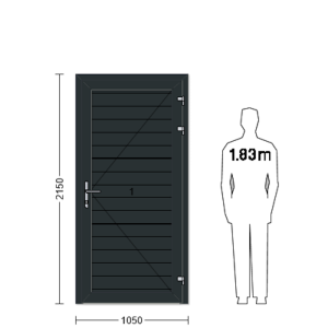 Porte de service industrielle L 1.05 m x H 2.15 m en encadrement aluminium avec remplissage panneaux S Stucco acier 40 mm