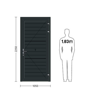 Porte de service industrielle L 1.05 m x H 2.25 m en encadrement aluminium avec remplissage panneaux S Stucco acier 40 mm