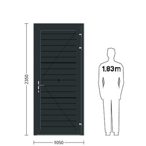 Porte de service industrielle L 1.05 m x H 2.35 m en encadrement aluminium avec remplissage panneaux S Stucco acier 40 mm