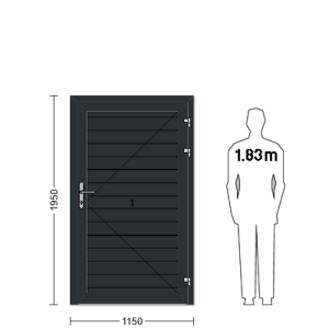 Porte de service industrielle L 1.15 m x H 1.95 m en encadrement aluminium avec remplissage panneaux S Stucco acier 40 mm