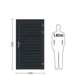 Porte de service industrielle L 1.15 m x H 2.05 m en encadrement aluminium avec remplissage panneaux S Stucco acier 40 mm