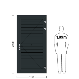 Porte de service industrielle L 1.15 m x H 2.25 m en encadrement aluminium avec remplissage panneaux S Stucco acier 40 mm