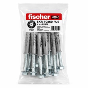 Pochette de 10 chevilles à frapper Fischer SXR 10x60 mm avec vis tête hexagonale 13 mm Torx T40