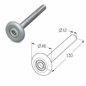 Galet Renforcé Ø46mm pour Porte Sectionnelle Industrielle | Tige 12x130mm